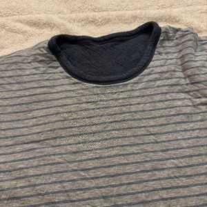 Faherty Cloud Cotton Reversible Crew - Navy Heather Prairie Water Stripe - XL